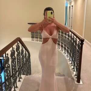 Nude cutout textured maxi dress